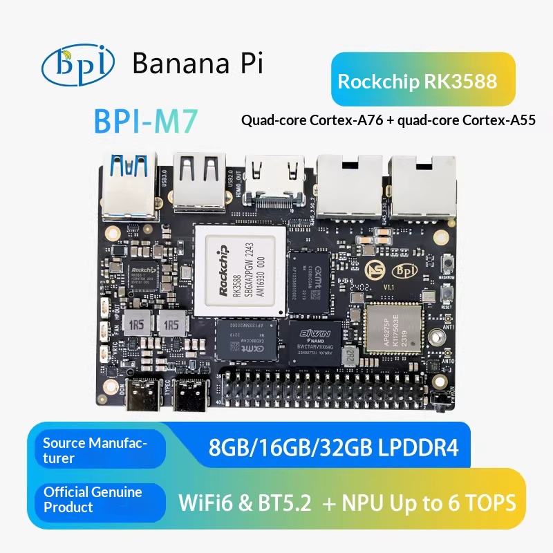 Banana Pi BPI-M7 Rockchip RK35 - огляд і ціна Banana Pi Bpi M7 Rk3588